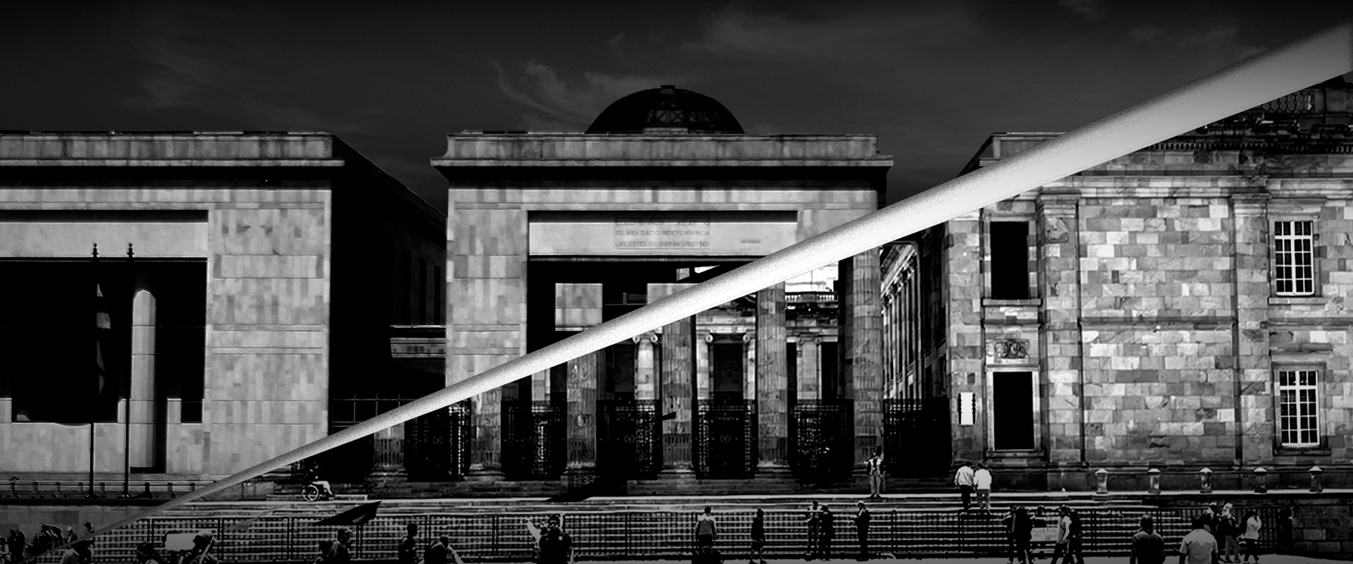 Fachada del Congreso y el Palacio de Justicia en la Plaza de Bolívar